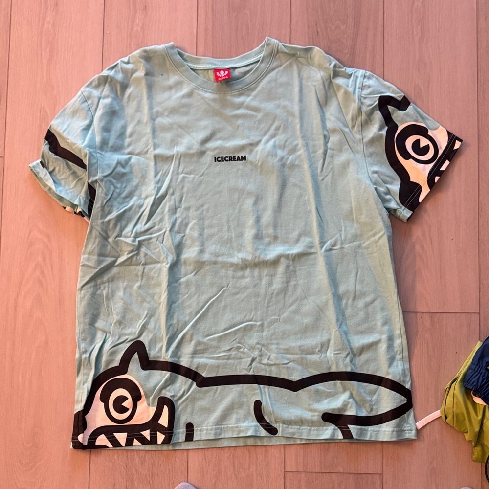 Icecream Kids T-Shirt with Monster Design - Light Green